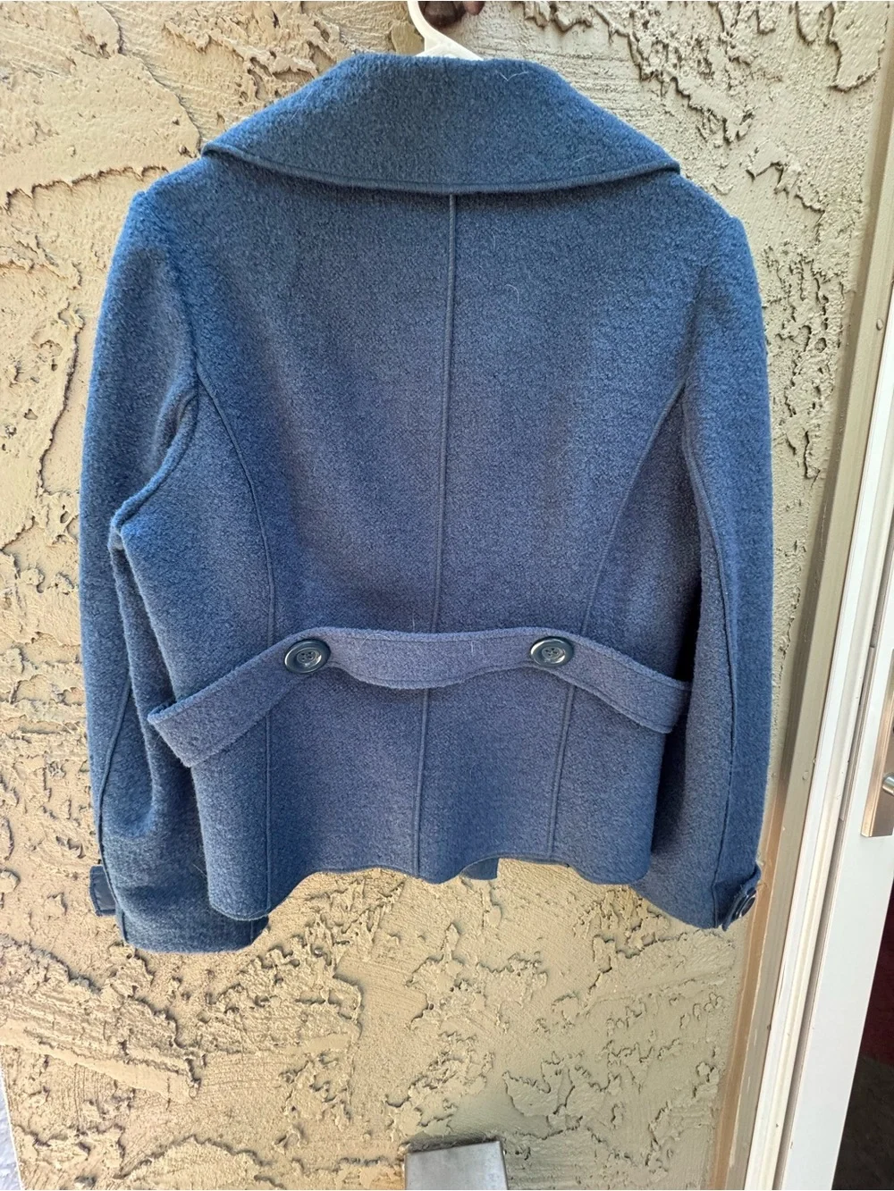 Merona Wool Blend Blue Peacoat Short Double Breasted Collared Size L
